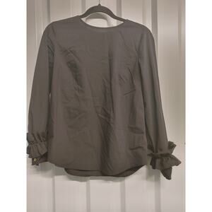 Michael Kors Blouse Ruffled Sleeve Button Back Small Black